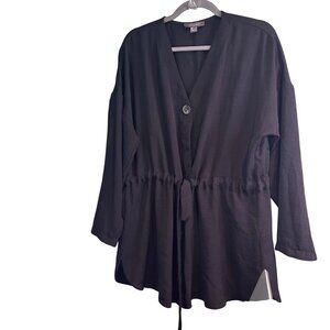 Women’s Black Top US 12 – Romantic Fairycore Witchy Flowy Sleeve Officecore Blou